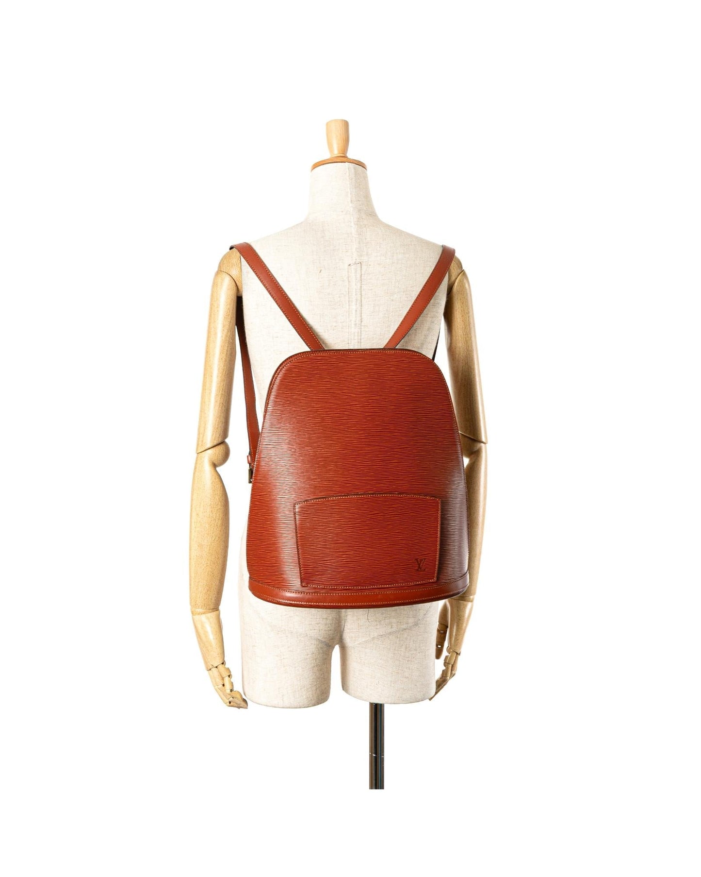 Epi Leather Backpack with Adjustable Straps and Front Zip Pocket
