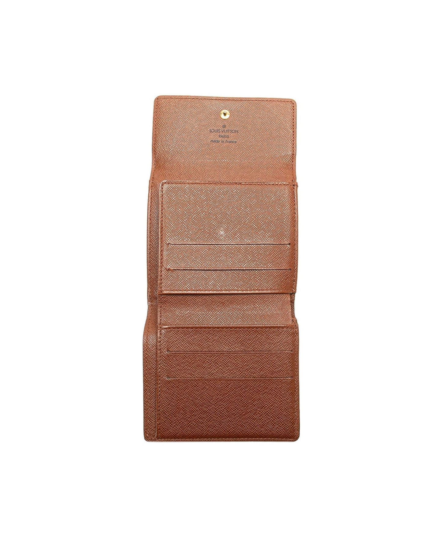 Monogram Canvas Elise Wallet with Snap Button Closure