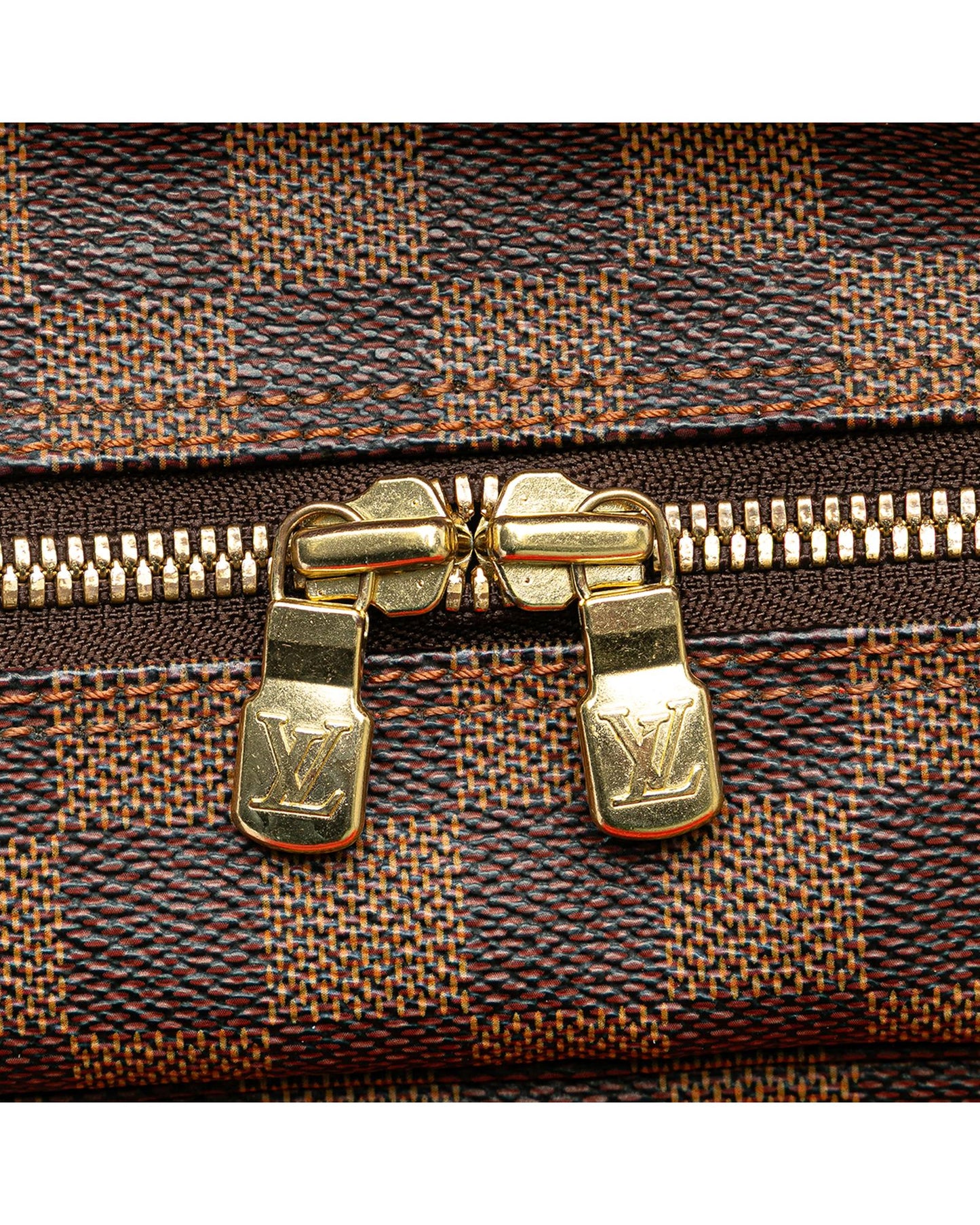Damier Ebene Canvas Crossbody Bag with Adjustable Strap and Multiple Closures