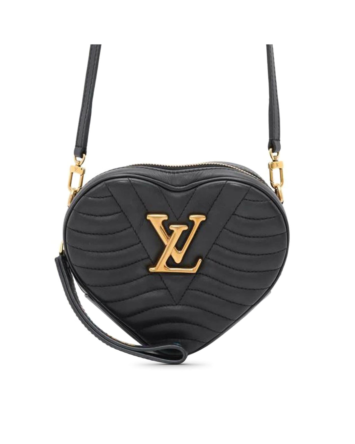 Leather Quilted Heart Crossbody Bag with Detachable Strap