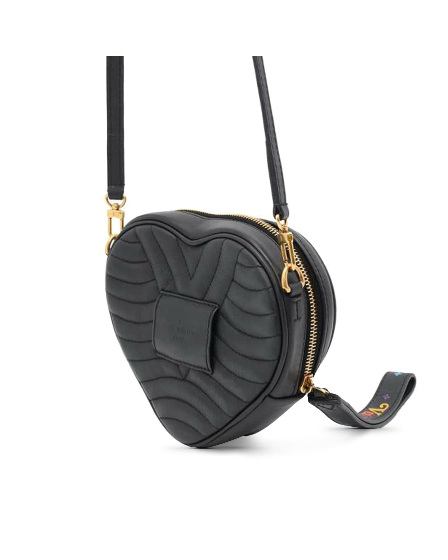 Leather Quilted Heart Crossbody Bag with Detachable Strap