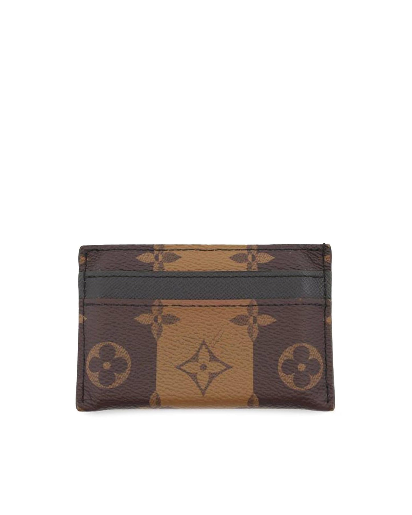Monogram Stripe Double Card Holder with Slip Pockets