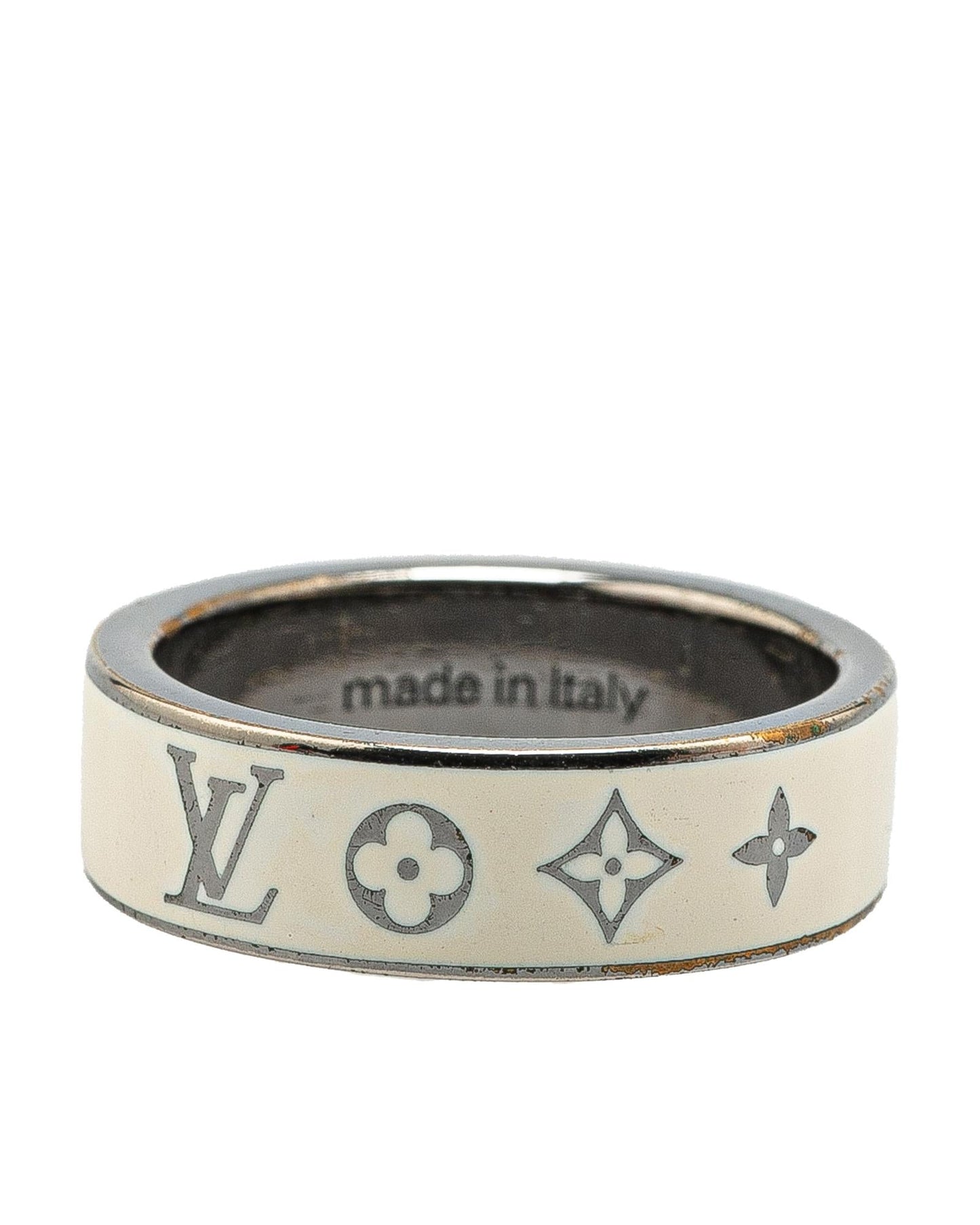 Enamel and Silver Tone Plated Metal Ring