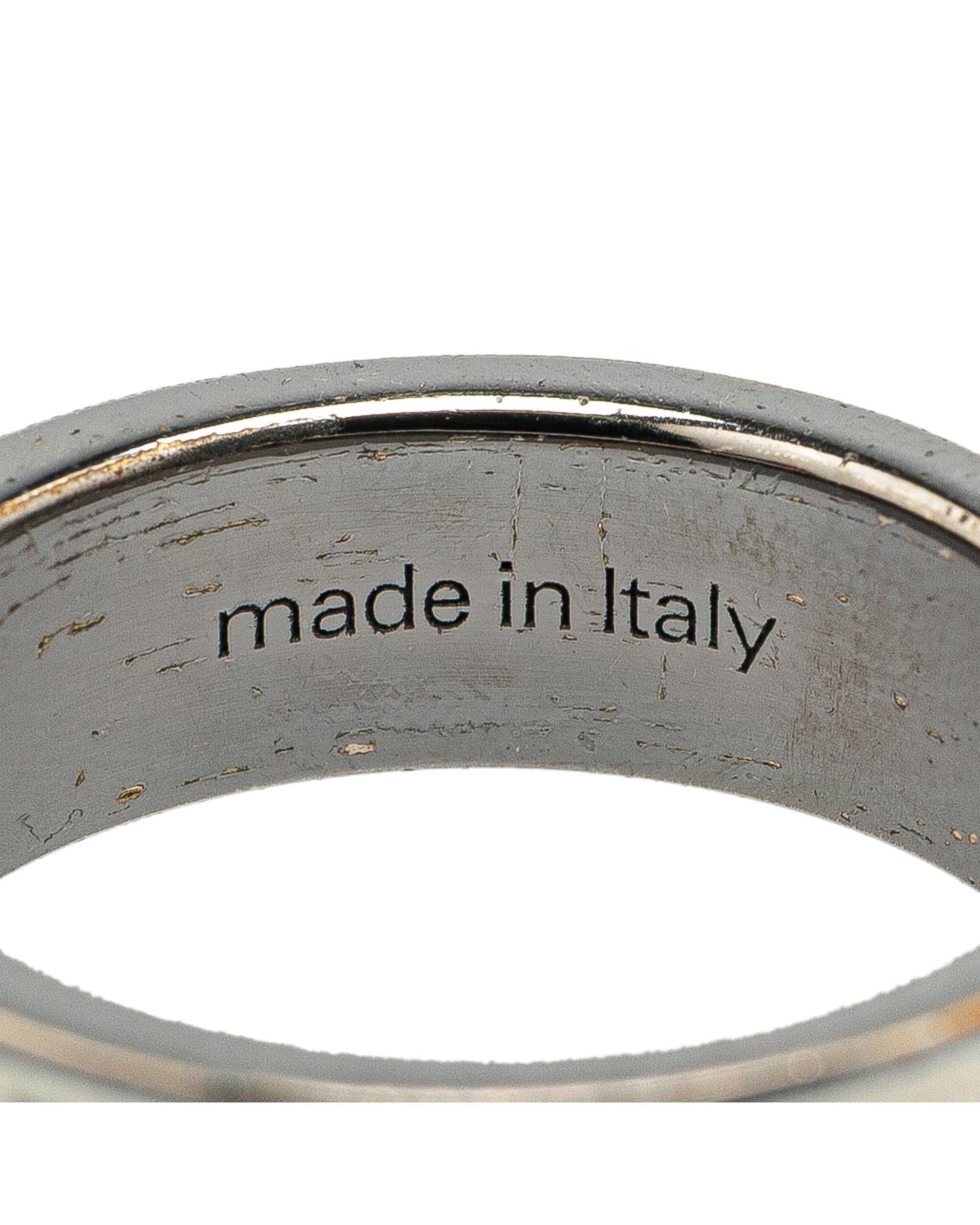 Enamel and Silver Tone Plated Metal Ring