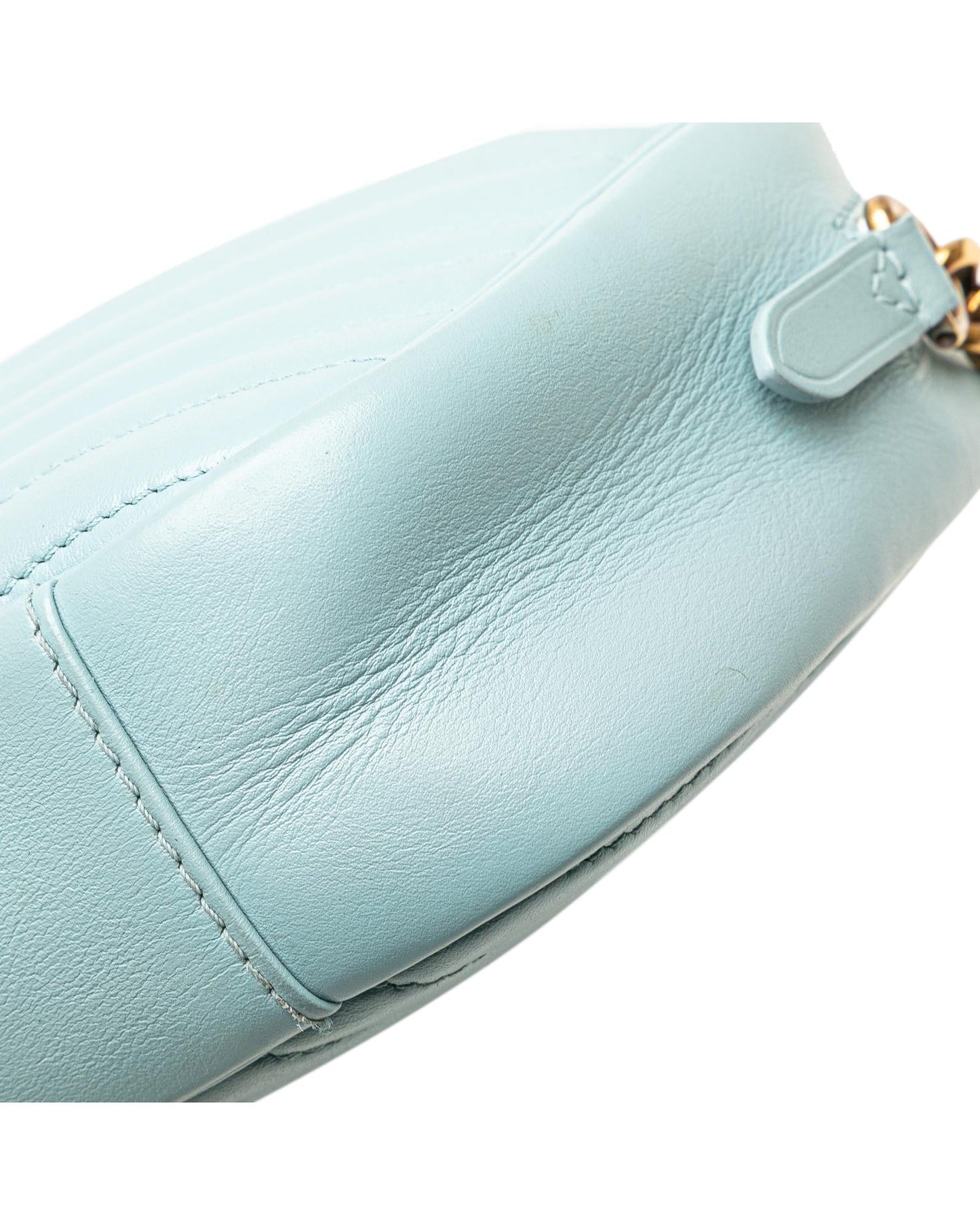 Quilted Leather Camera Bag with Chain Strap