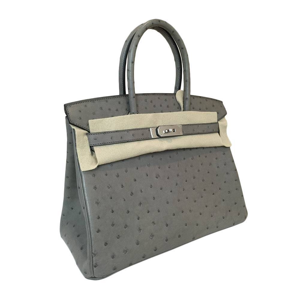 HermÃƒÆ’Ã‚Â¨s Birkin 30 Ostrich Gris Tourterelle Bag