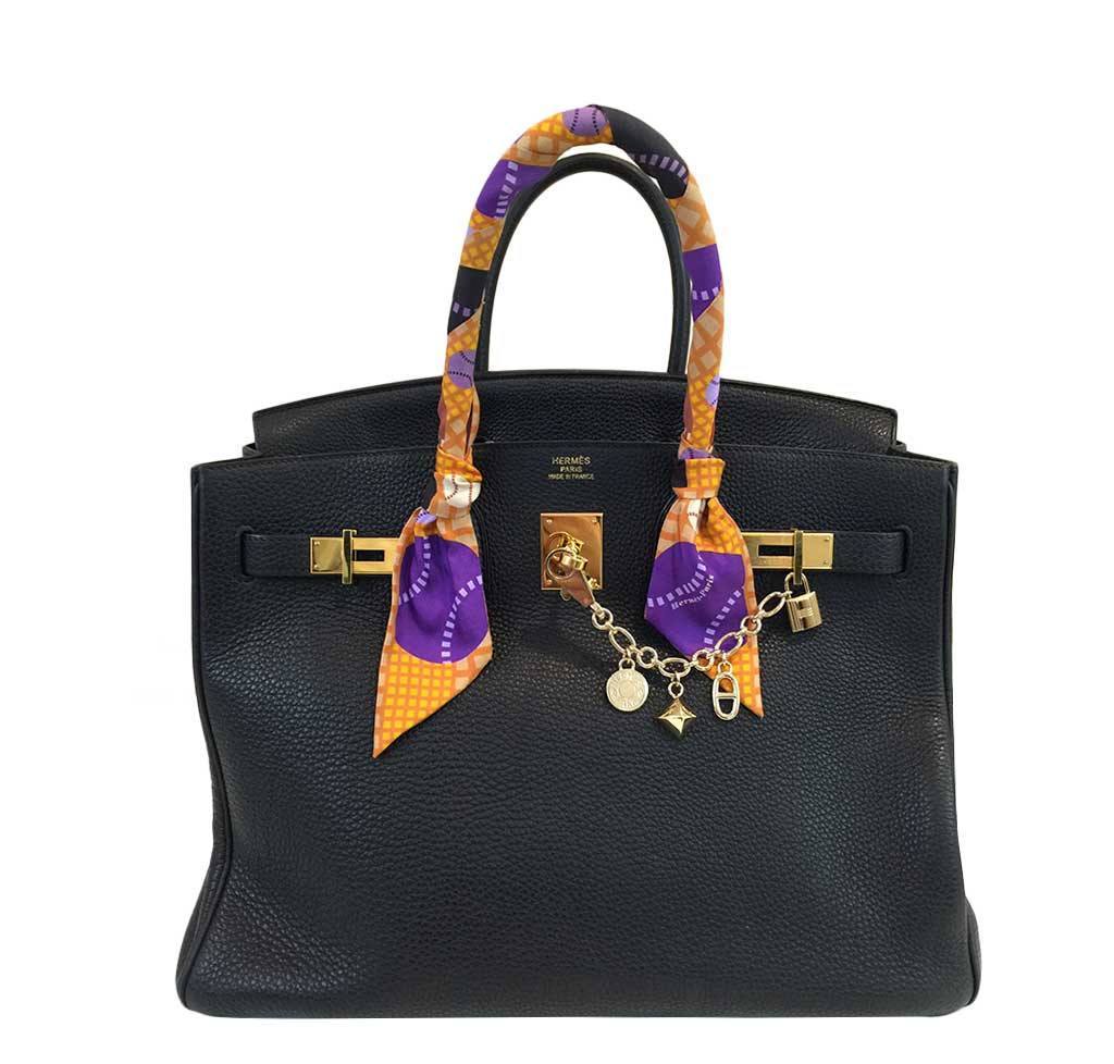 HermÃƒÆ’Ã‚Â¨s Birkin 35 Black Clemence Bag GHW