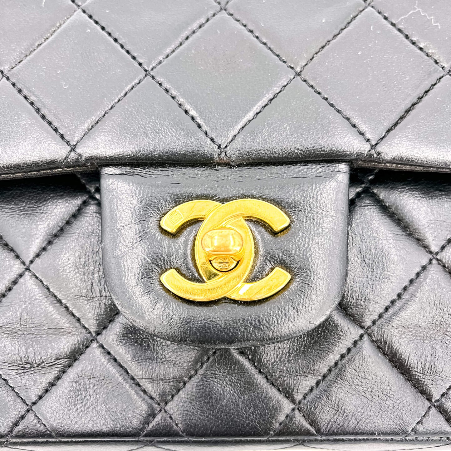 Classic Double Flap Chain Bag Black Leather Medium