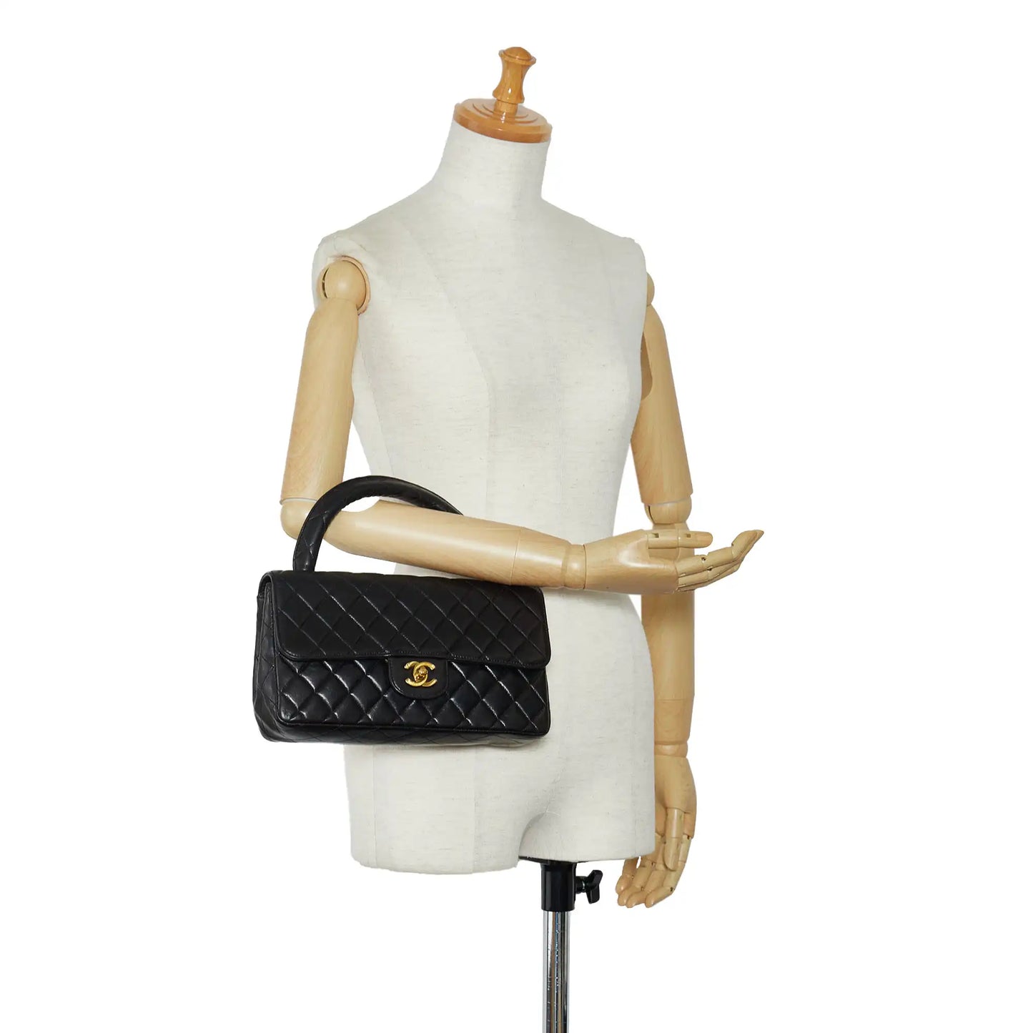 Chanel Kelly Parent Top Handle Medium Black Lambskin Gold