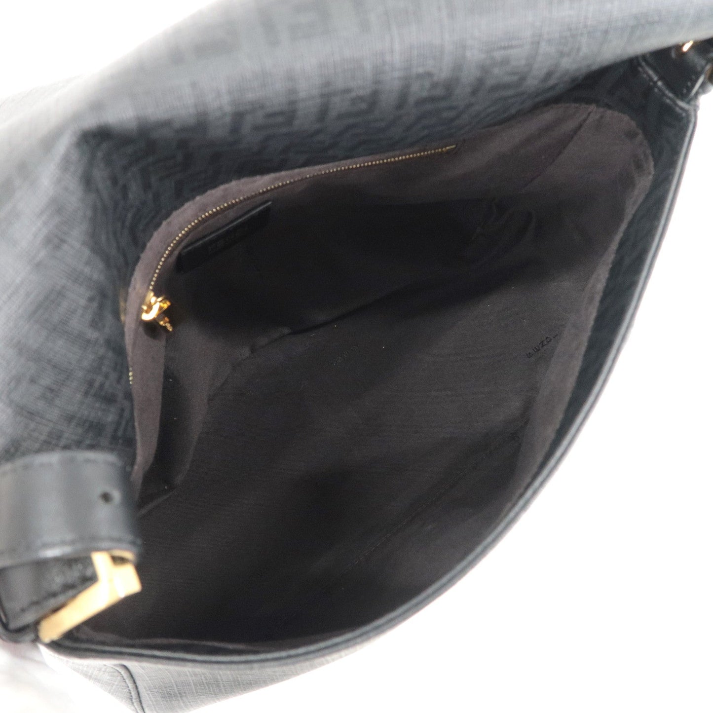 FENDI Zucchino Mamma Baguette PVC Leather Bag Black 8BR001