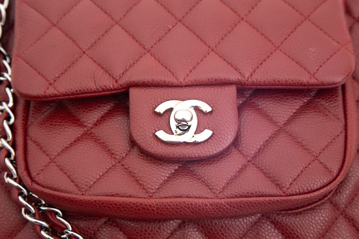Chanel 2013/14 Maroon Caviar Front Pocket Chain Strap Tote