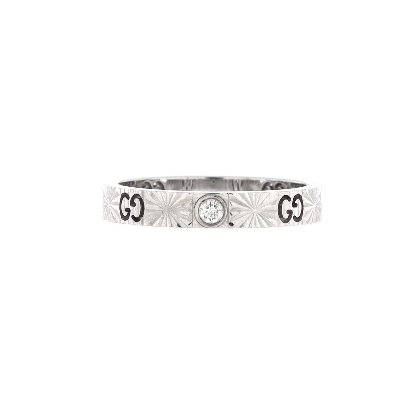 Icon Heart Band Ring 18K White Gold with Diamond 3mm