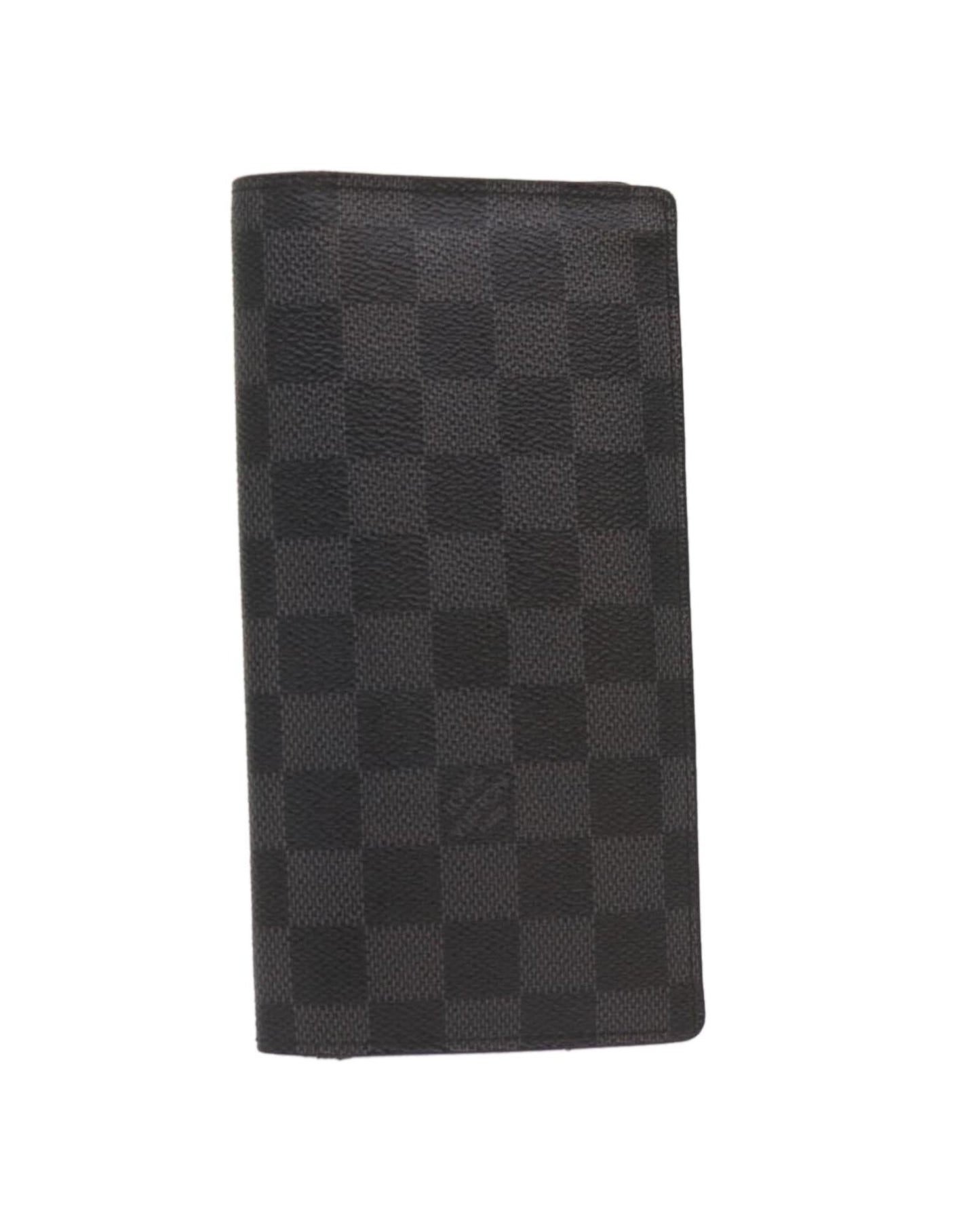 Sophisticated Black Damier Graphite Long Wallet with Multiple Compartments and Card Slots