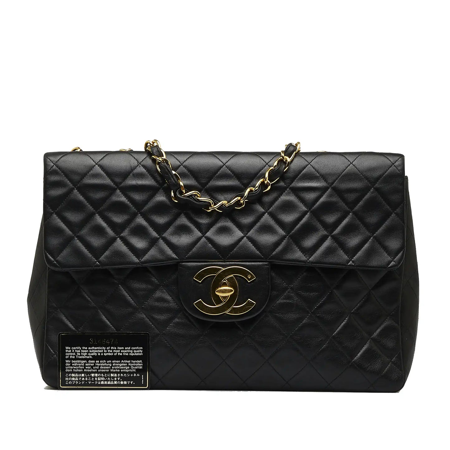 Chanel Classic Single Flap Jumbo Black Lambskin Gold