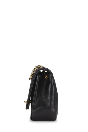 Chanel,  Black Lambskin Border Flap Medium, Black