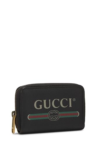 Gucci,  Black Leather Logo Compact Wallet, Black