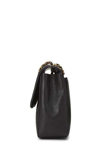 Chanel,  Black Vertical Caviar Half Flap Medium, Black