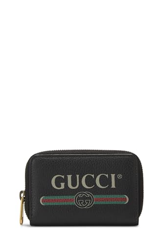 Gucci,  Black Leather Logo Compact Wallet, Black