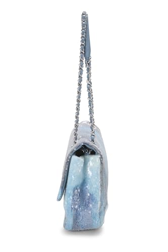 Chanel,  Blue Sequin Waterfall Flap Bag Maxi, Blue