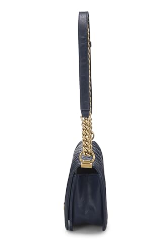 Chanel,  Navy Quilted Caviar Boy Bag Medium, Blue