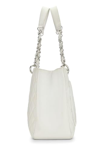 Chanel,  White Quilted Caviar Grand Shopping Tote (GST), White