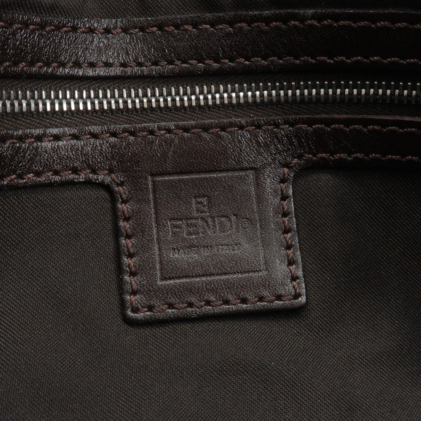 FENDI Zucca Mamma Baguette Canvas Leather Shoulder Bag 26424
