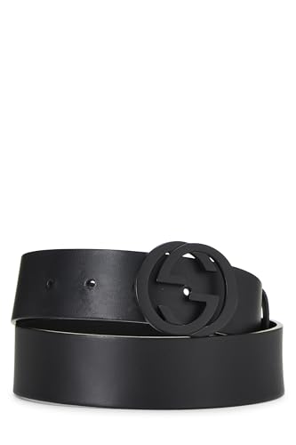 Gucci,  Black Guccissima Leather Interlocking GG Belt, Black