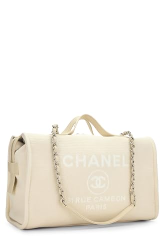 Chanel,  Beige Canvas Deauville Boston, Beige