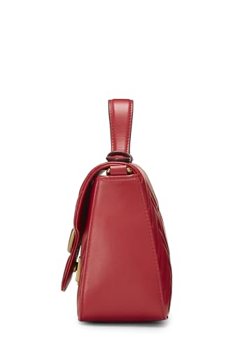 Gucci,  Red Leather GG Marmont Top Handle Bag Mini, Red