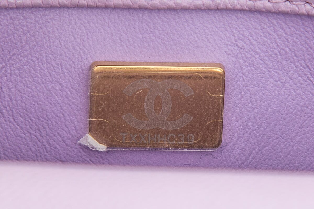 Chanel 2023/24  Purple Caviar Quilted Coco Handle Mini Flap