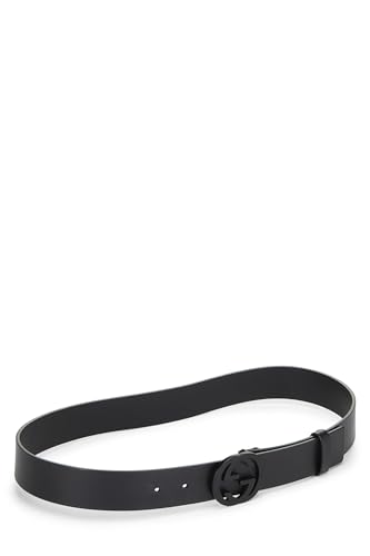 Gucci,  Black Guccissima Leather Interlocking GG Belt, Black