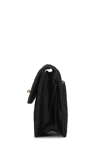 Chanel,  Black Quilted Satin Half Flap Micro, Black