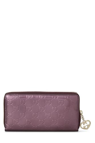 Gucci,  Metallic Purple Patent Leather Lovely Heart Zip Around Wallet, Purple