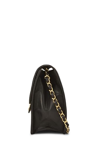 Chanel,  Black Quilted Lambskin Half Flap Small, Black