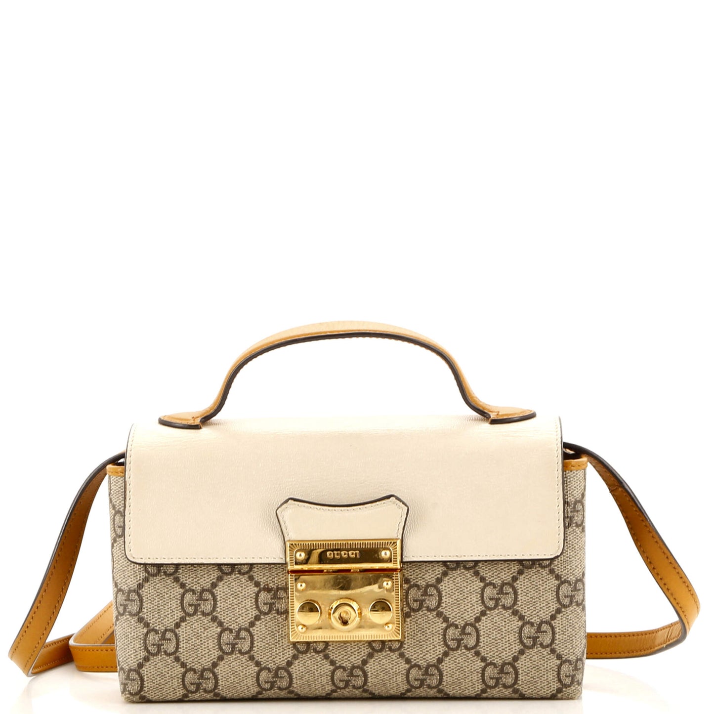Padlock Top Handle Bag GG Coated Canvas and Leather Mini