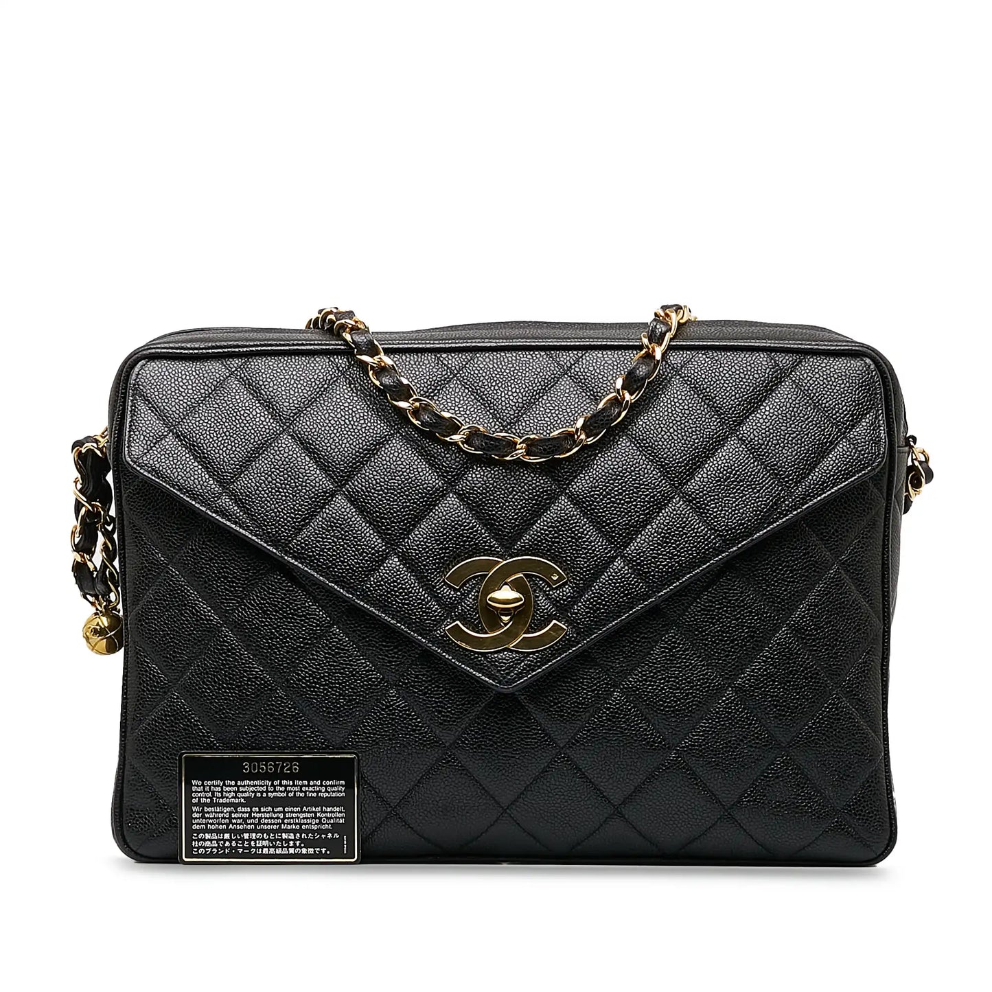 Chanel CC Chain Shoulder Bag Black Caviar Gold