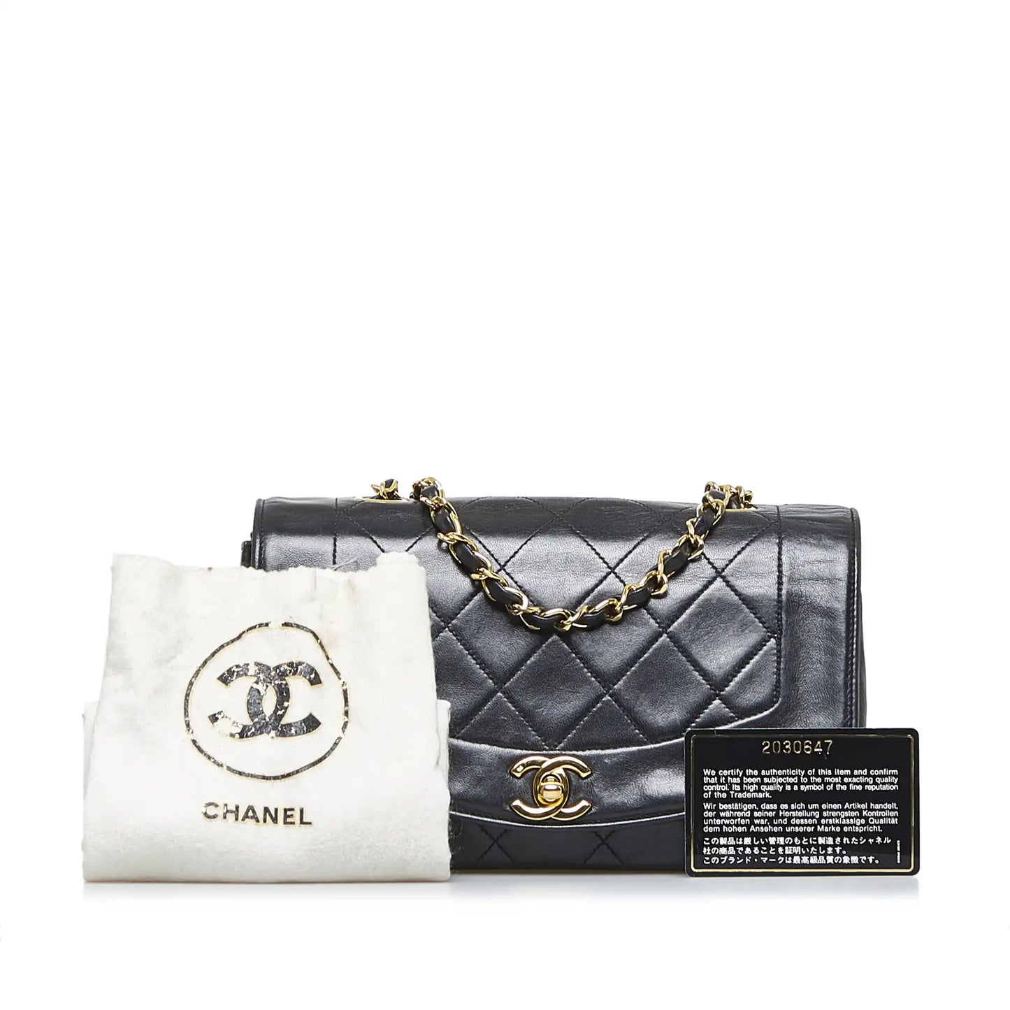 Chanel Diana Medium Black Lambskin Gold