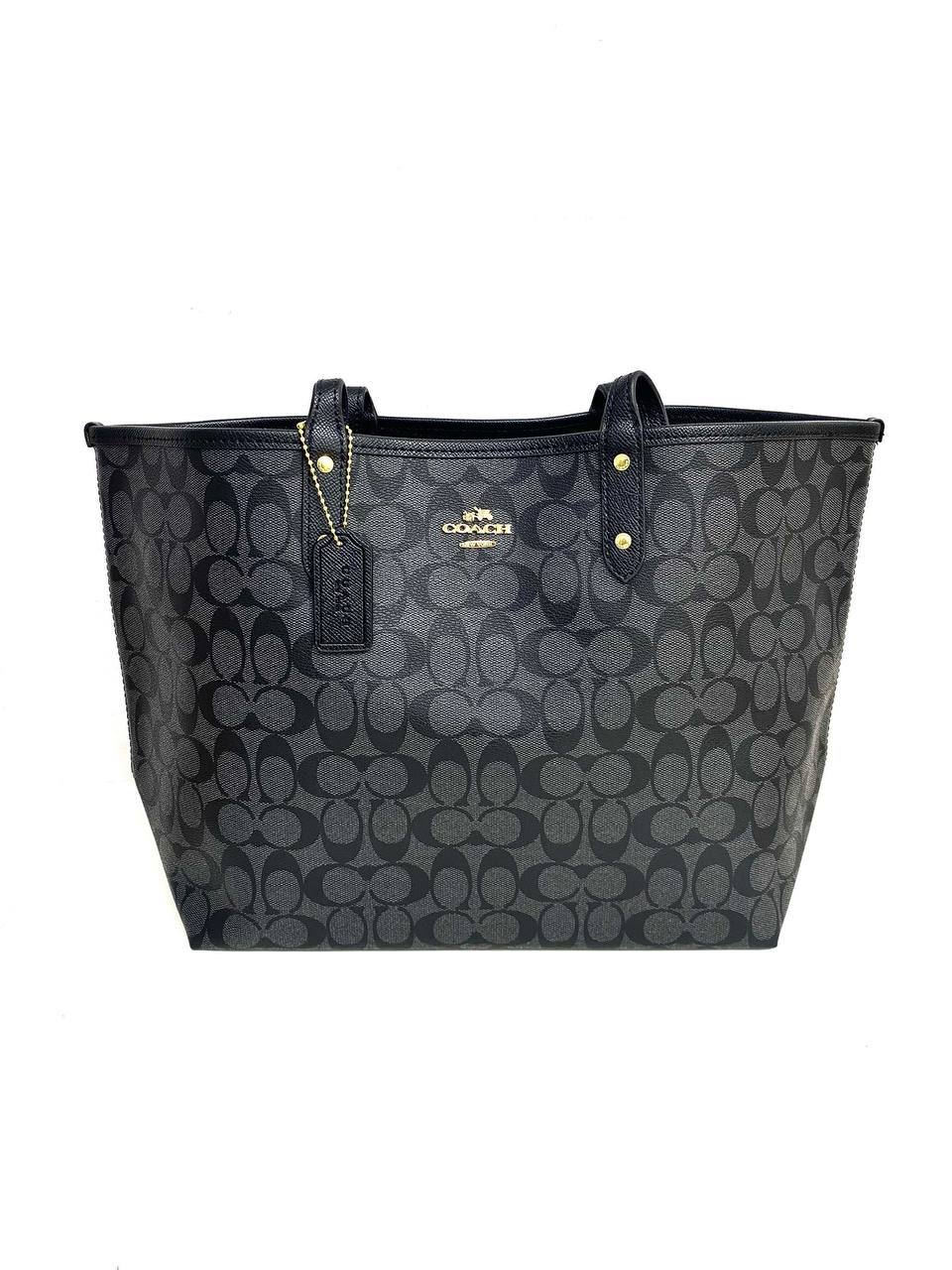 Coach Reversible City Tote Handbag In Black