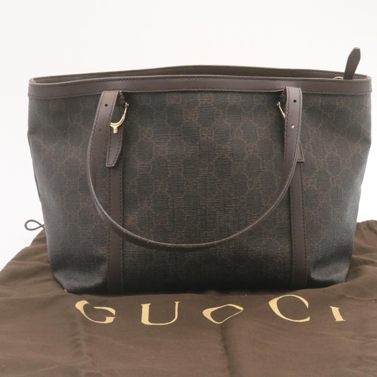 GUCCI GG Canvas Tote Bag PVC Leather Brown 336776 23085