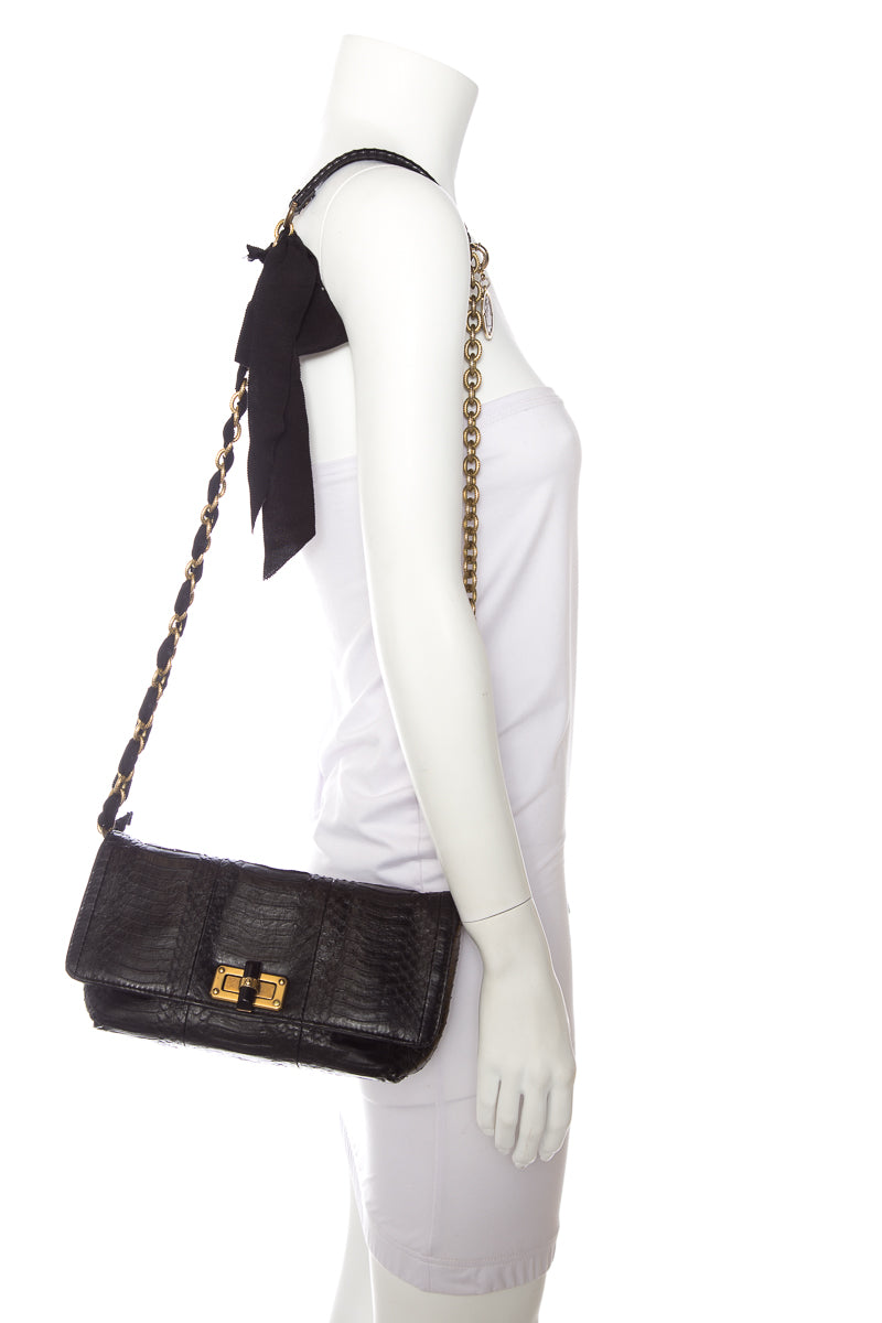 Lanvin Black Python Handbag