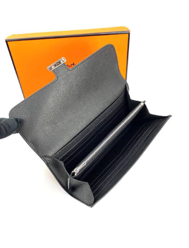 HermÃƒÆ’Ã‚Â¨s Black  Epsom Constance Long Wallet PHW