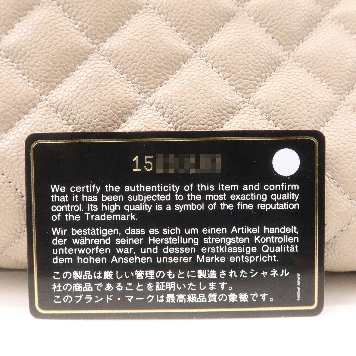 CHANEL Matelasse Mademoiselle Caviar Skin Chain Hand Bag A50556