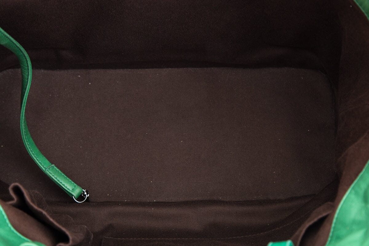 Chanel Green Quilted Country Club Leather Lambskin Tote