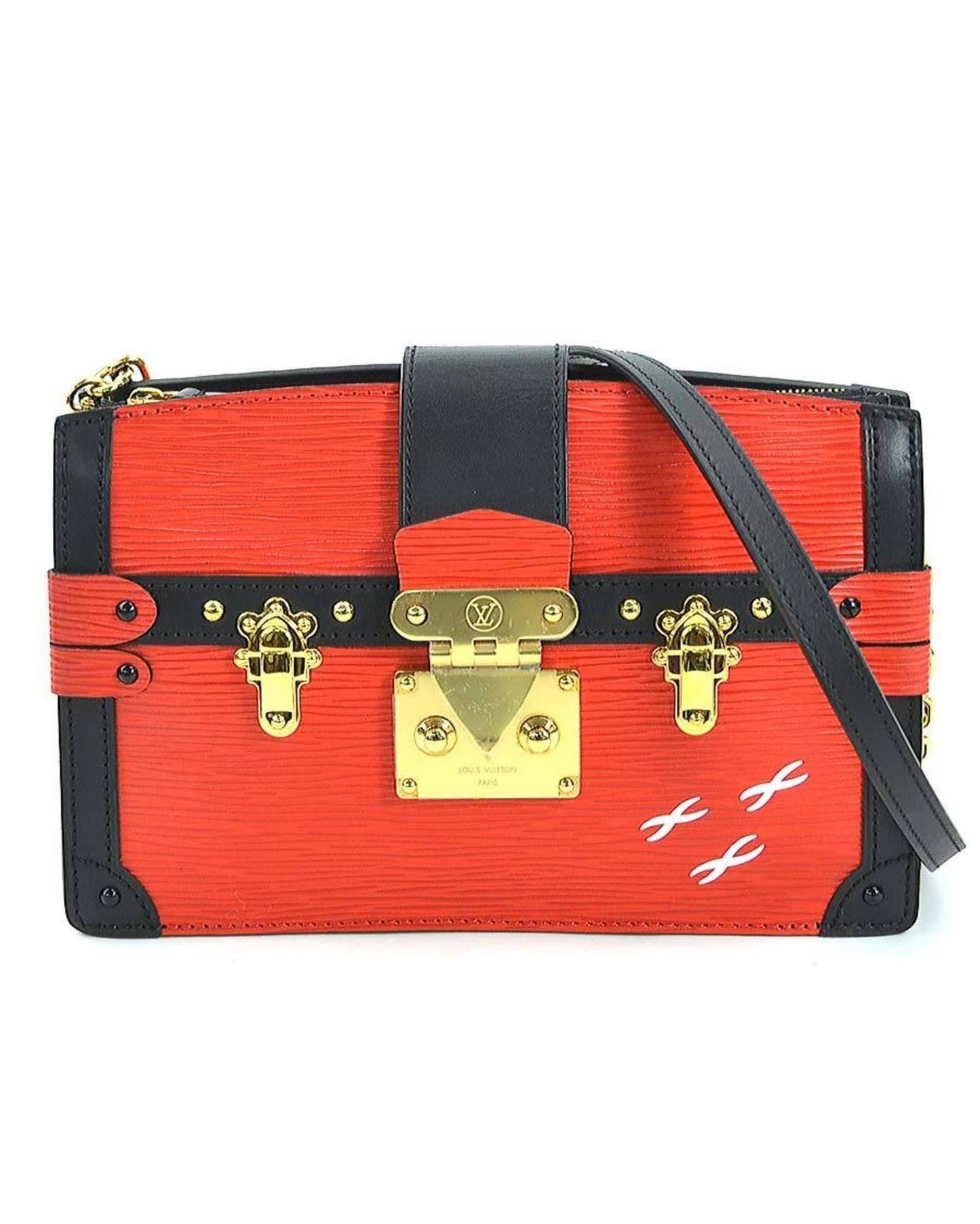 Petite Malle Red and Black Shoulder Bag