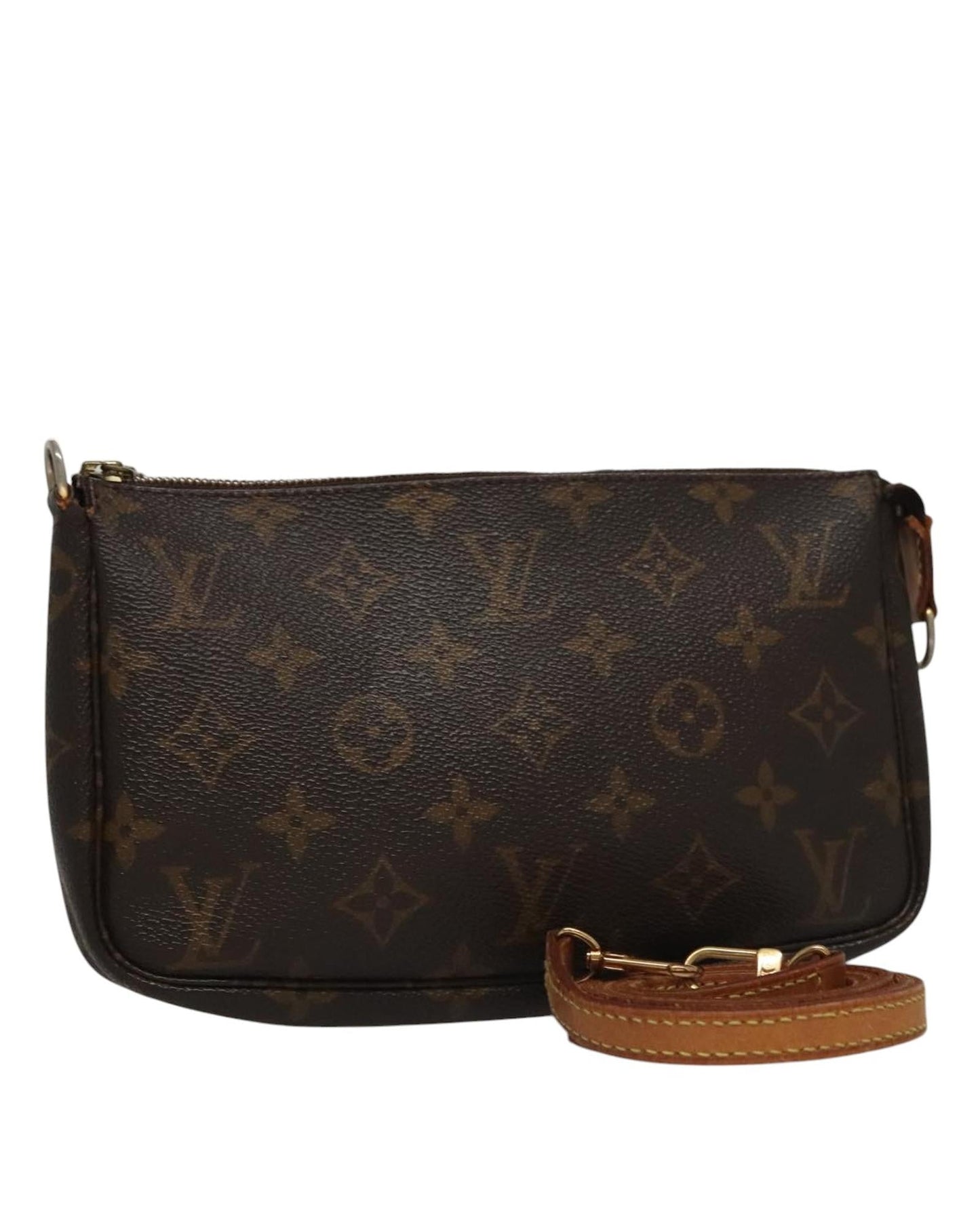 Canvas Pochette Accessoire with Metal Fittings and Handle Detailing