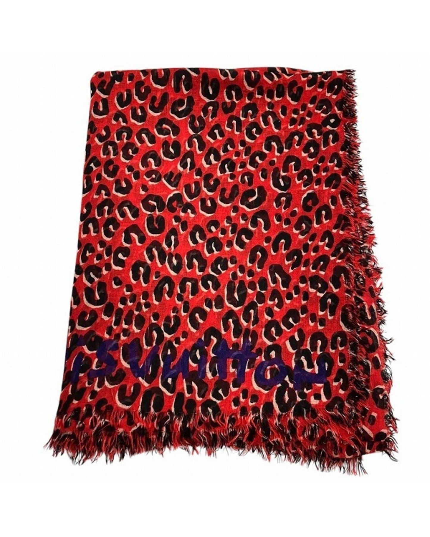 Leopard Print Scarf  Red  Black