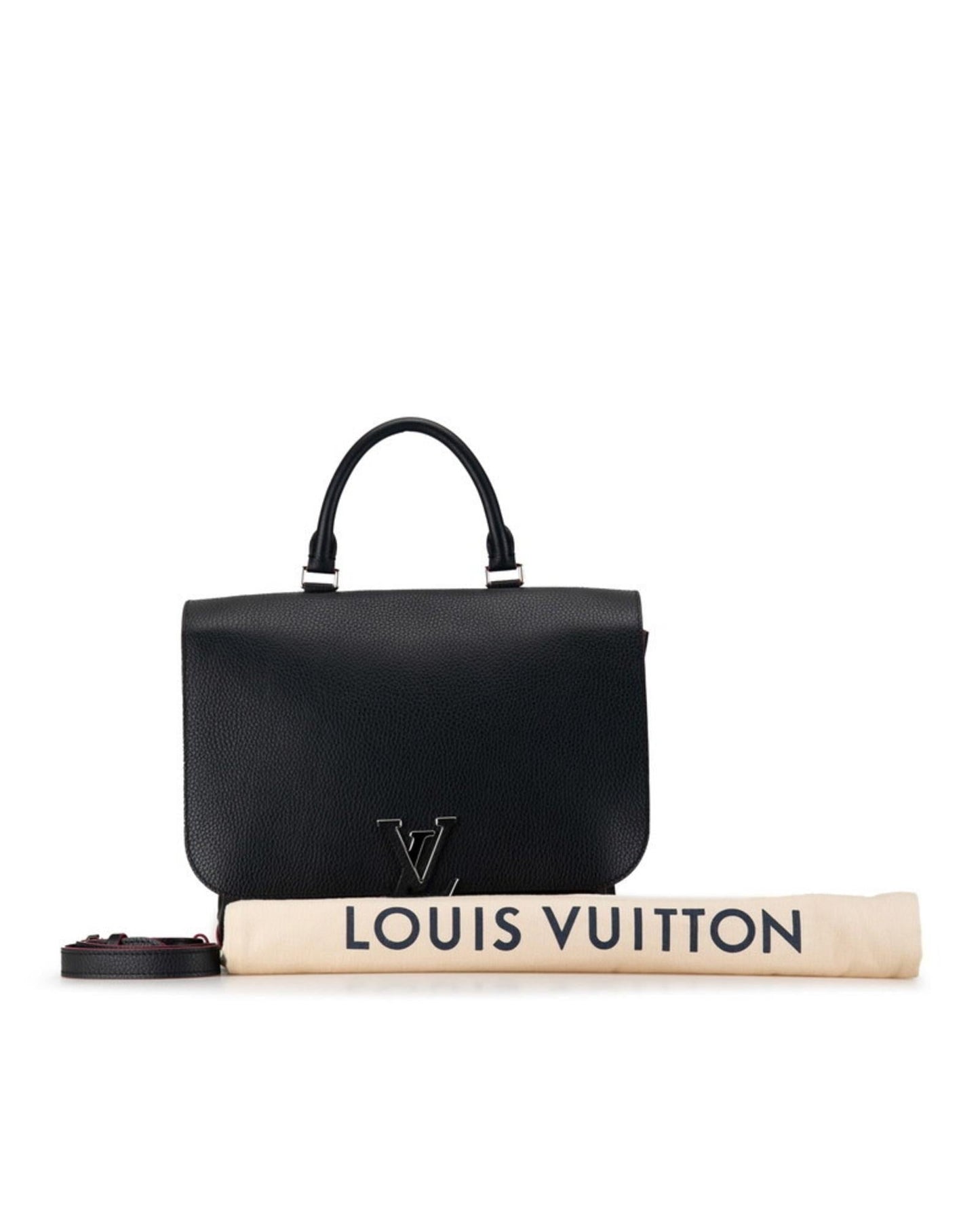 Navy Leather Shoulder Bag with Dust Bag and Strap