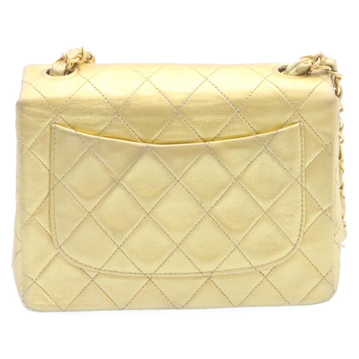 CHANEL Matelasse Chain Flap Shoulder Bag Leather Gold CC 25305A