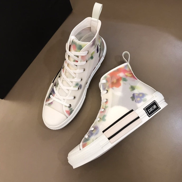 GLM - DIR B23 White Floral Print HIGH-TOP SNEAKER
