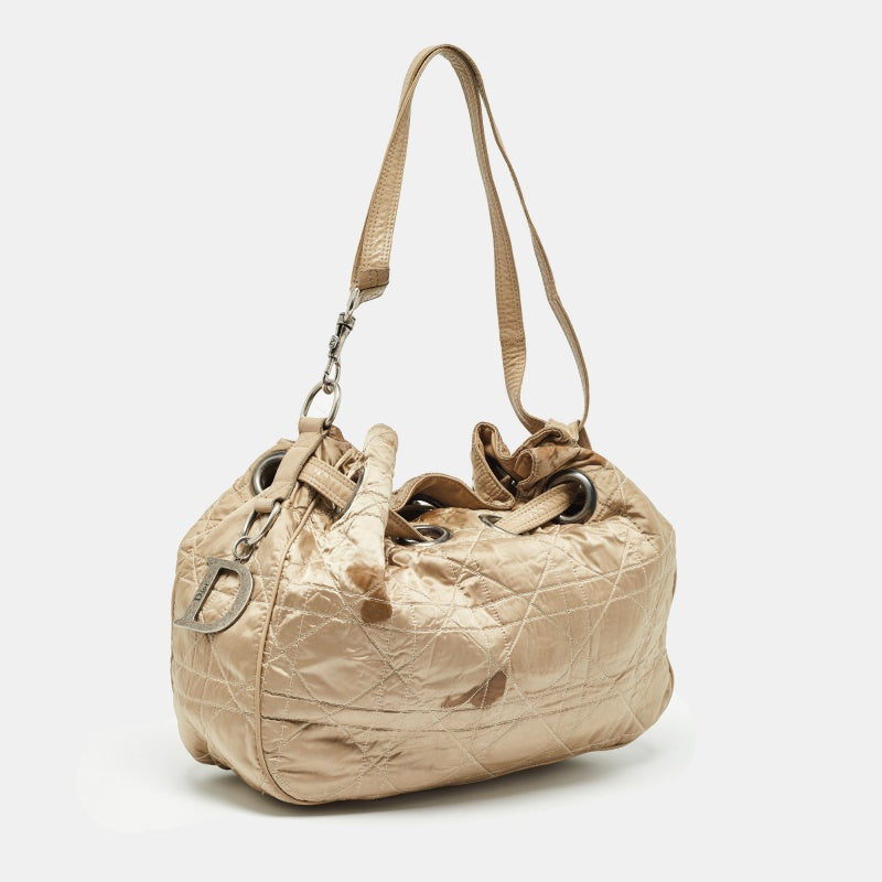 Dior  Cannage Nylon And Leather Drawstring Bag